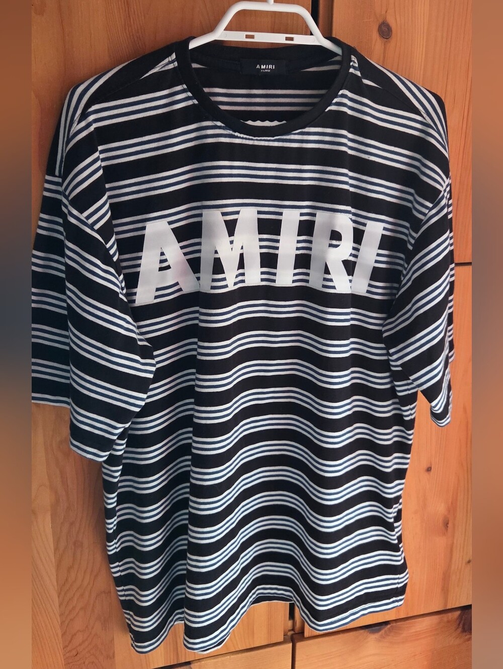 AMIRI Men's Black & White Striped Cotton Tee Shirt Size 44